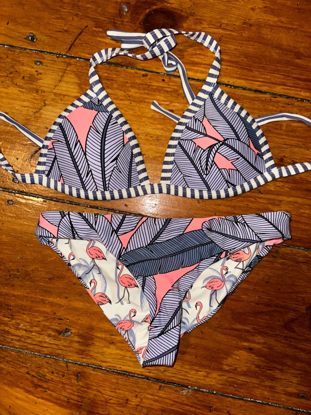 Body Glove Pink, Blue & White Tropical Flamingo Bikini